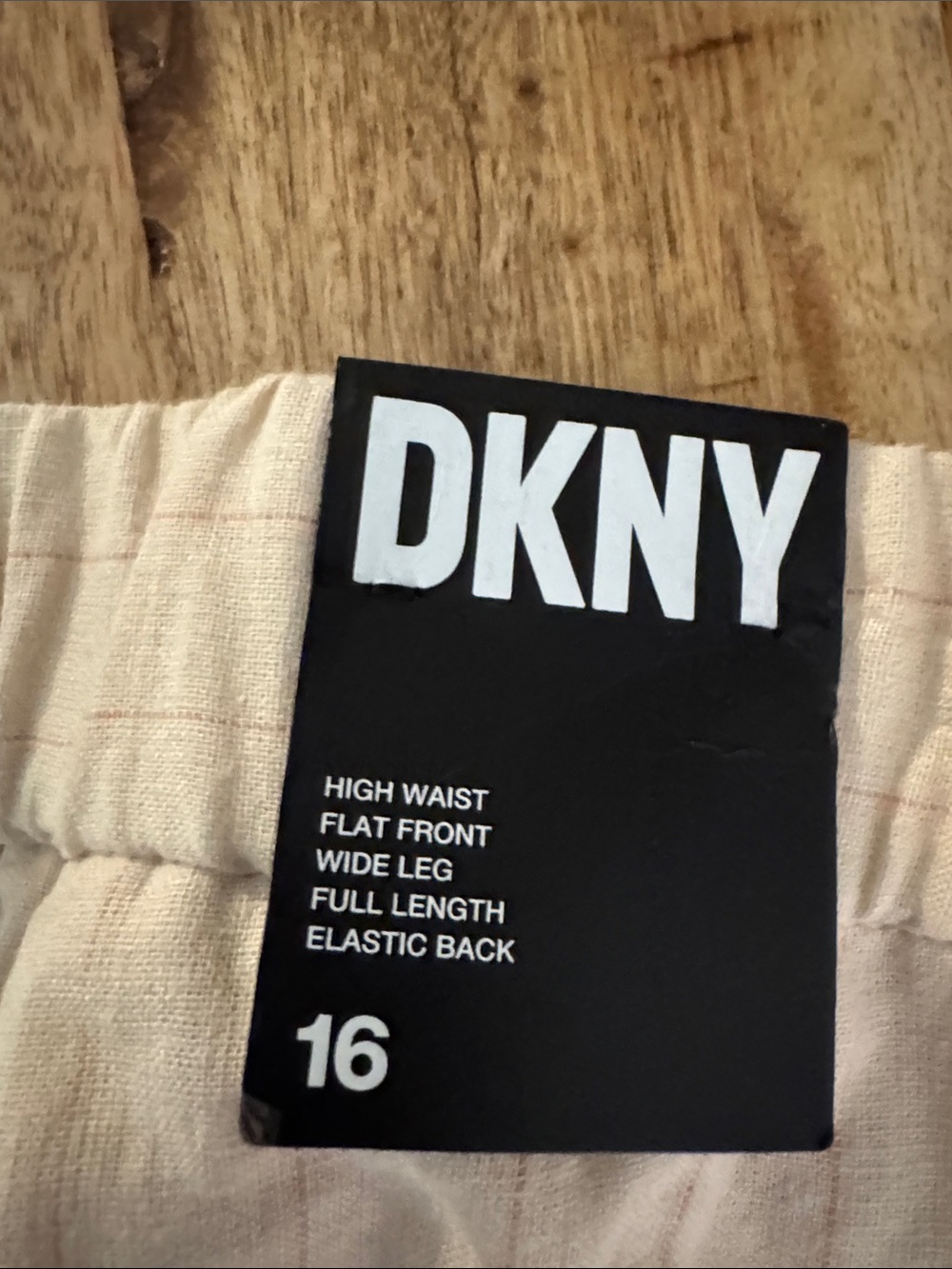 DKNY Cream Pinstripe Wide-Leg Linen Blend Pants suit set matching tank vest NWT - Picture 10 of 11